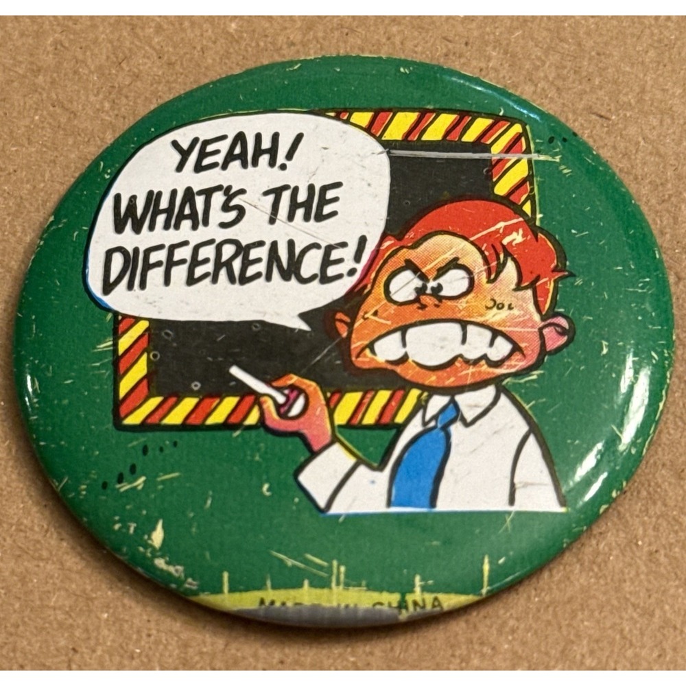Yeah Whats The Difference! School Math Vintage Pinback Button Pin Round Circle
